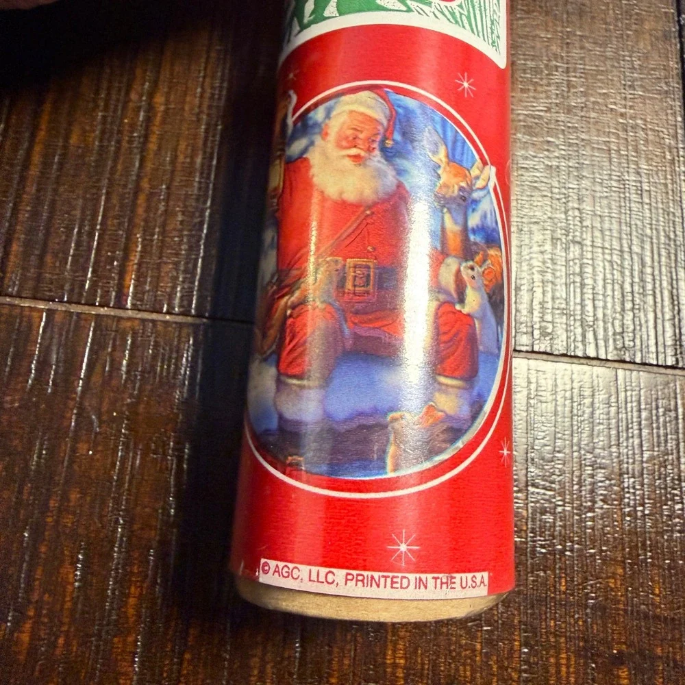 Vintage Christmas Gift Wrap Santa Claus Red Holiday Wrapping Paper USA 40‎ SQFT